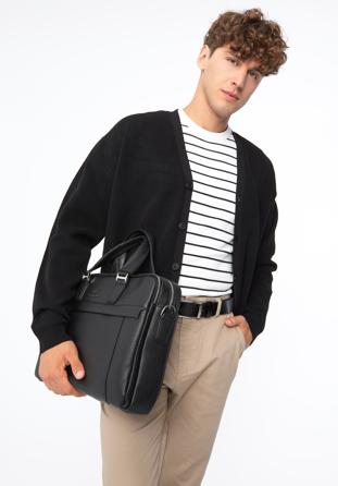 13” leather laptop bag, black, 95-3U-048-11, Photo 1