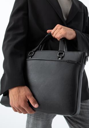 Faux leather 13” laptop bag, black, 95-3P-004-1D, Photo 1