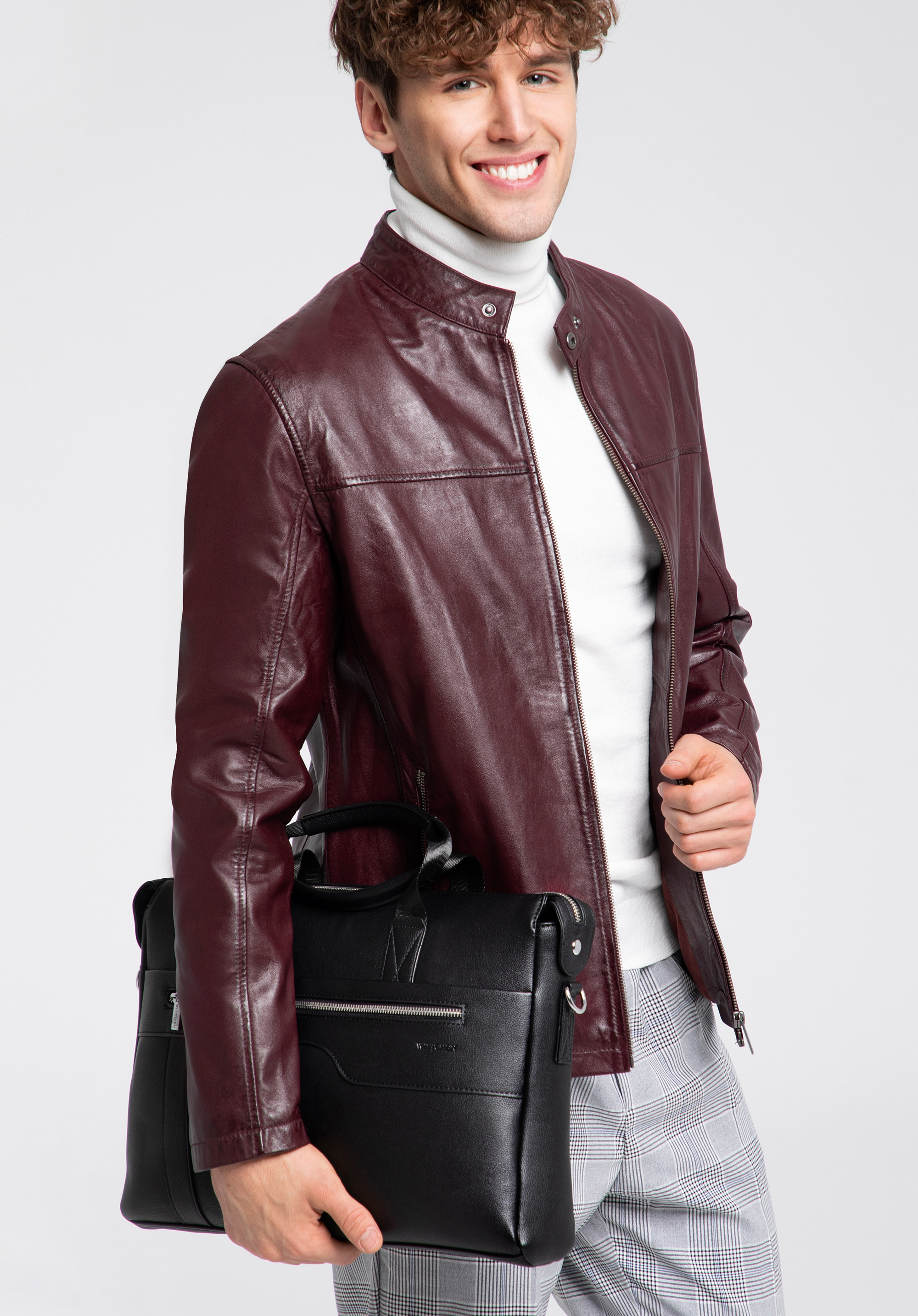 Torba na laptopa 13” z ekoskóry z obszytą kieszenią z przodu, czarny, 95-3P-003-1, Zdjęcie 1