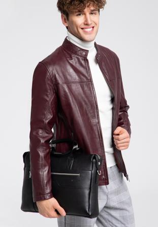 Faux leather 13” laptop bag, black, 95-3P-003-1, Photo 1