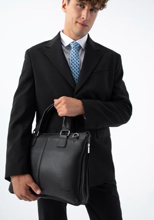 Faux leather laptop bag, black, 95-3P-005-1D, Photo 1