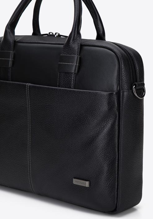 Leather laptop bag, black, 96-3U-802-1, Photo 4