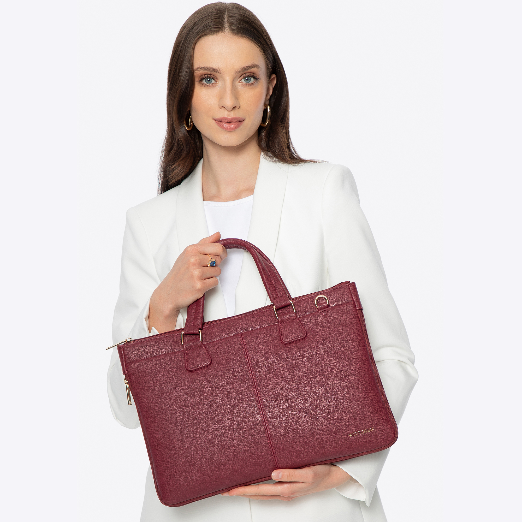 Dámska kabelka na notebook 14,5” z ekokože, bordová 100-3P-904-3, Vyberte variant bordová