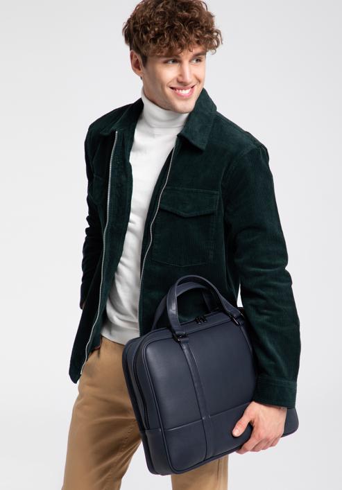Faux leather 15,6” laptop bag, navy blue, 95-3P-006-1, Photo 15