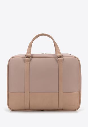 Faux leather two-compartment 15,6” laptop bag, beige, 95-3P-007-5, Photo 1