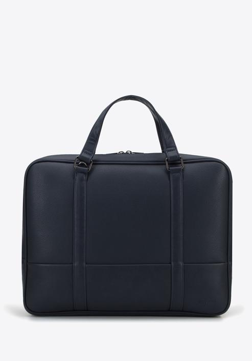 Faux leather two-compartment 15,6” laptop bag, navy blue, 95-3P-007-5, Photo 1