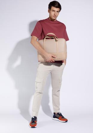 Faux leather two-compartment 15,6” laptop bag, beige, 95-3P-007-5, Photo 1