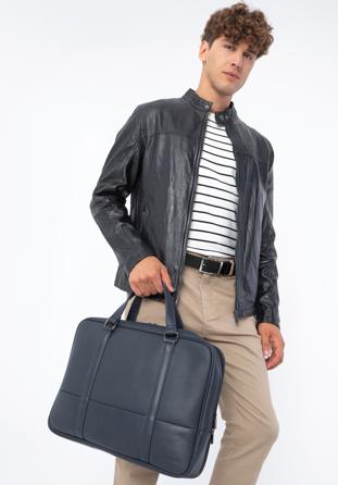 Faux leather two-compartment 15,6” laptop bag, navy blue, 95-3P-007-7, Photo 1