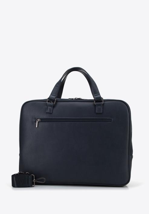 Faux leather two-compartment 15,6” laptop bag, navy blue, 95-3P-007-7, Photo 2