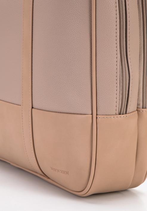 Faux leather two-compartment 15,6” laptop bag, beige, 95-3P-007-1, Photo 4