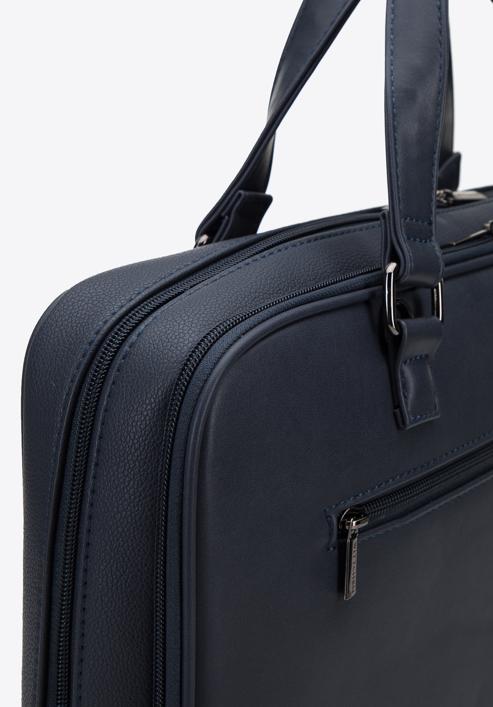 Faux leather two-compartment 15,6” laptop bag, navy blue, 95-3P-007-1, Photo 4