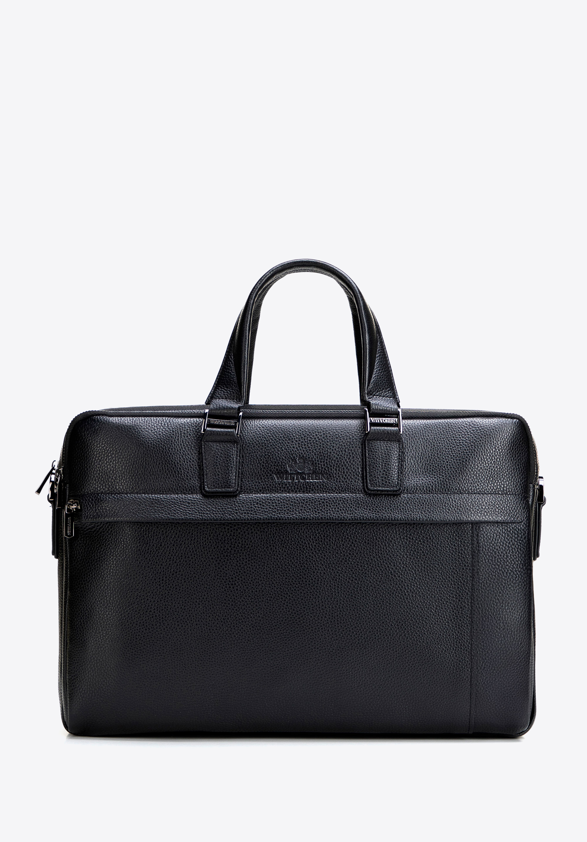 Torba na laptopa 15,6” ze skóry naturalnej dwukomorowa, czarny, 29-3U-305-1, Zdjęcie 1