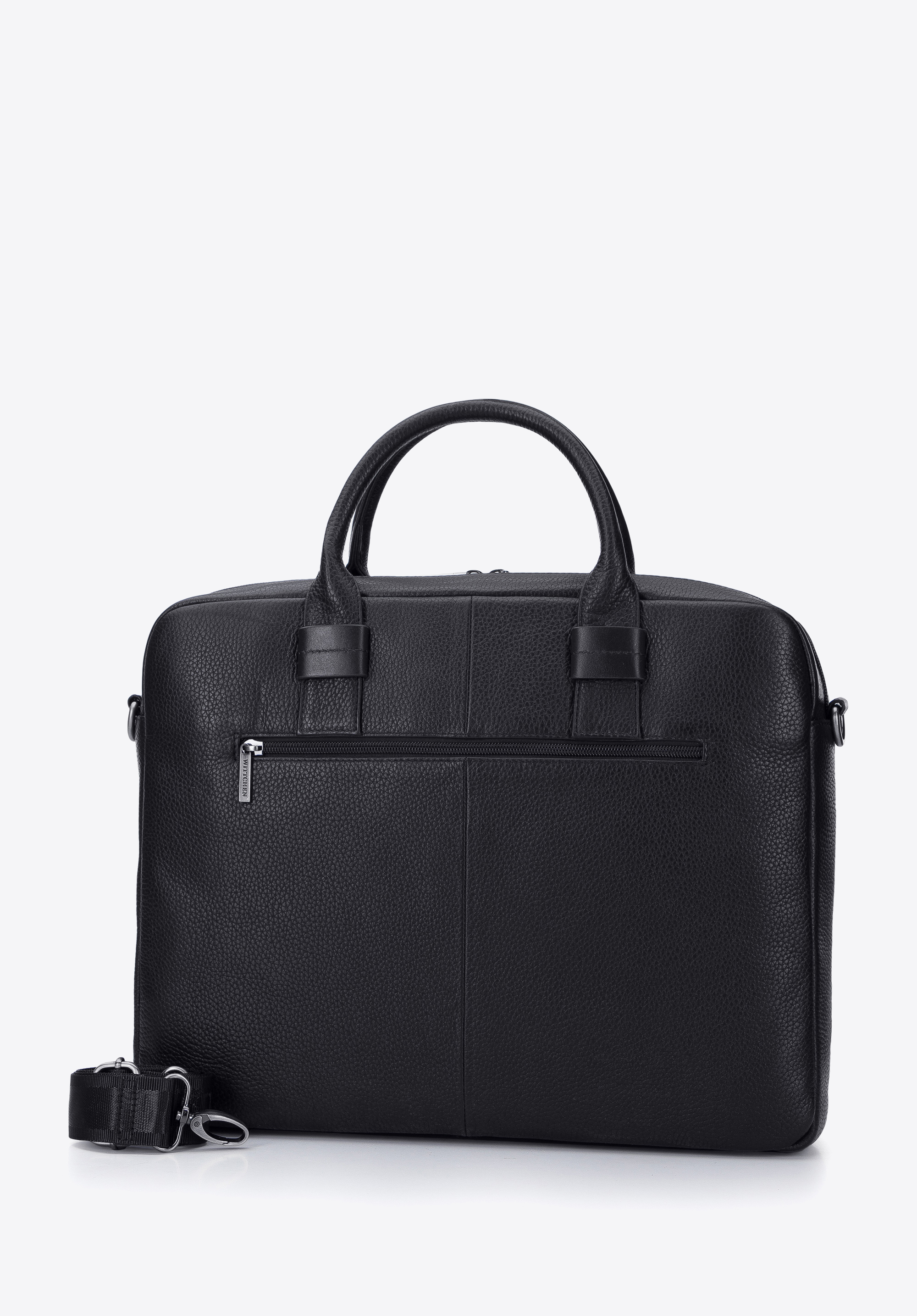 Torba na laptopa 16” ze skóry o dwóch fakturach, czarny, 96-3U-801-1, Zdjęcie 1