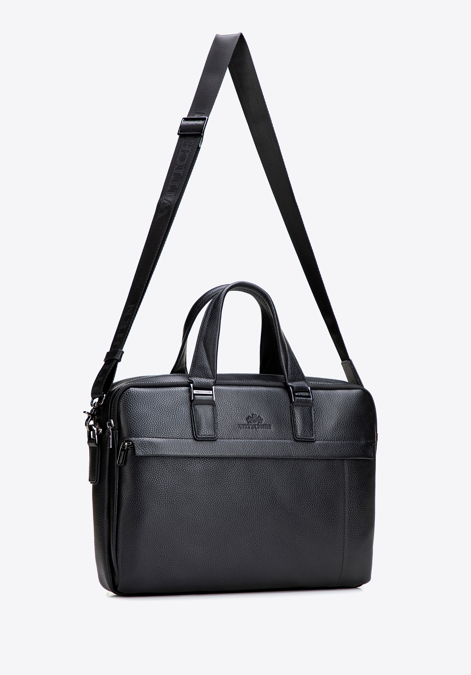 15,6” pebbled leather laptop bag, black, 29-3U-304-1, Photo 1