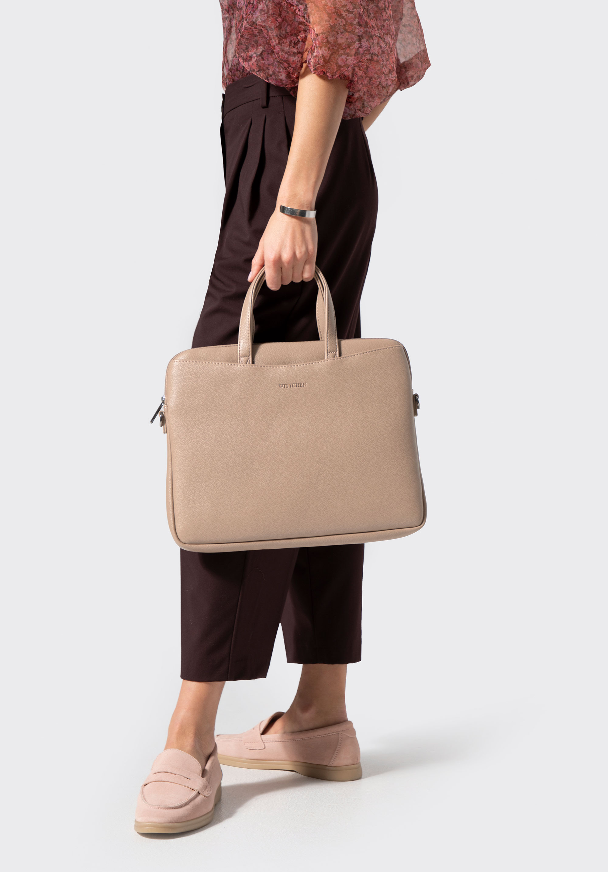 Torba na laptopa z ekoskóry 13–14 cali, beżowy, 102-3P-921-9, Zdjęcie 1