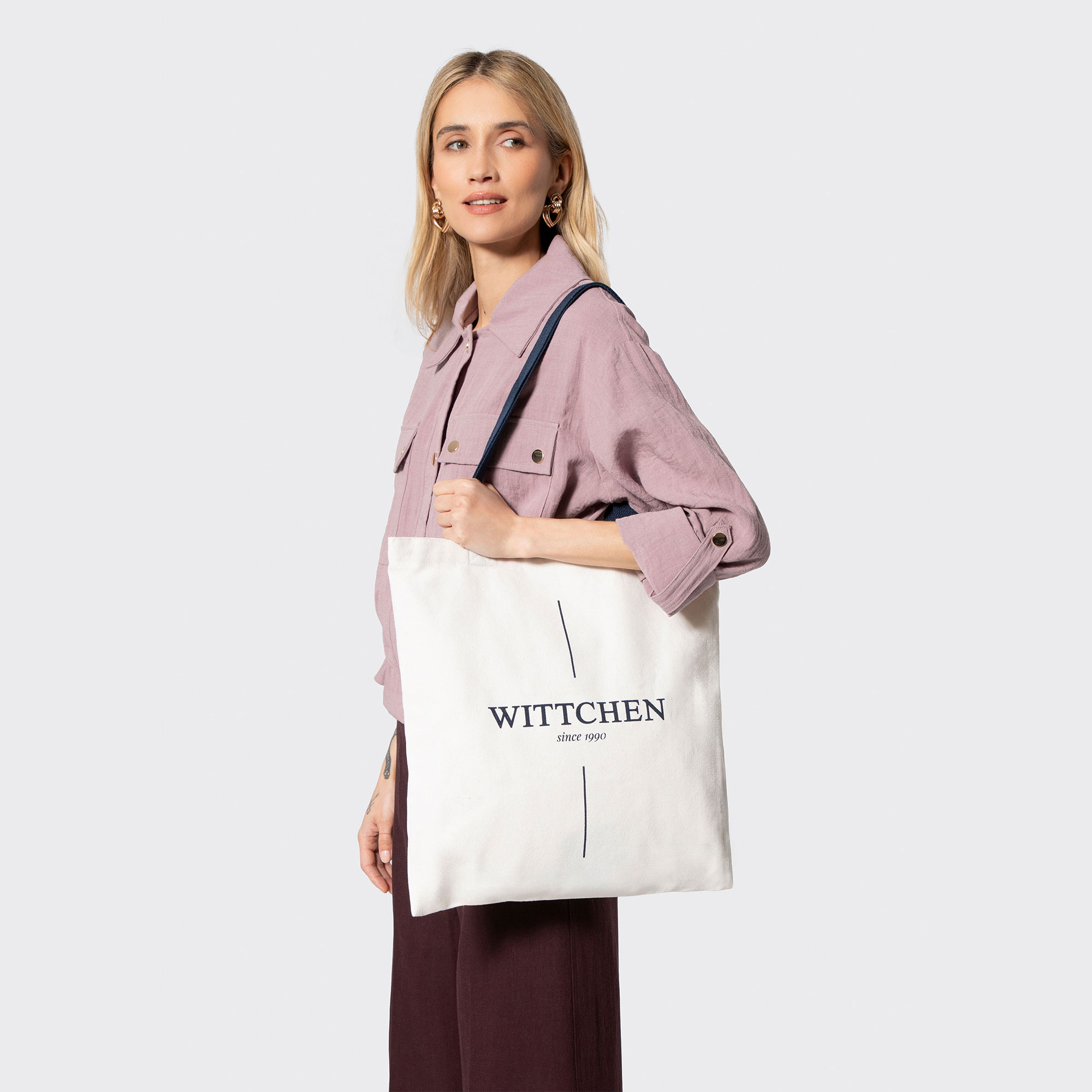 Dámska tkaninová shopper kabelka béžovo-modrá s decentným logom 29-4-900-2X, Vyberte variant krémová-granátová