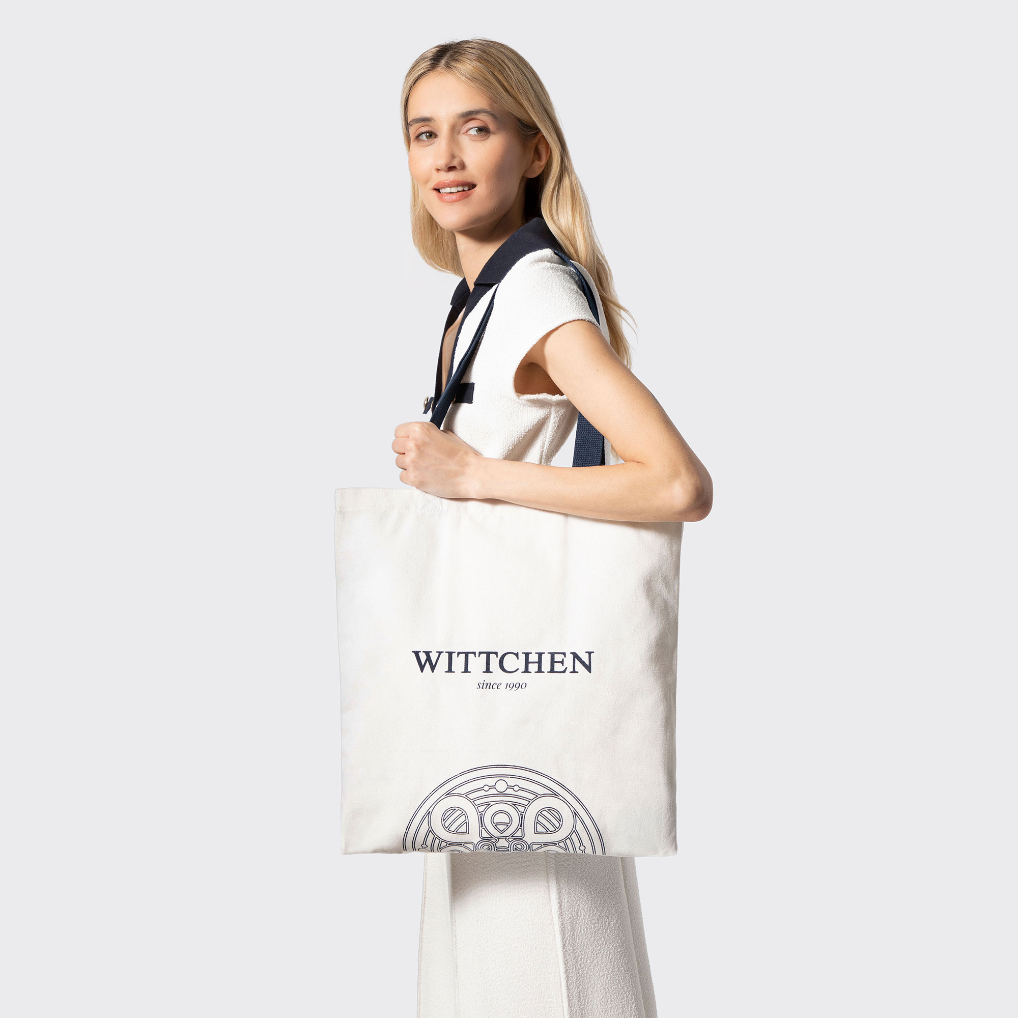 Dámska tkaninová shopper kabelka béžovo-modrá s motívom mandaly 29-4-900-3X, Vyberte variant krémová-granátová