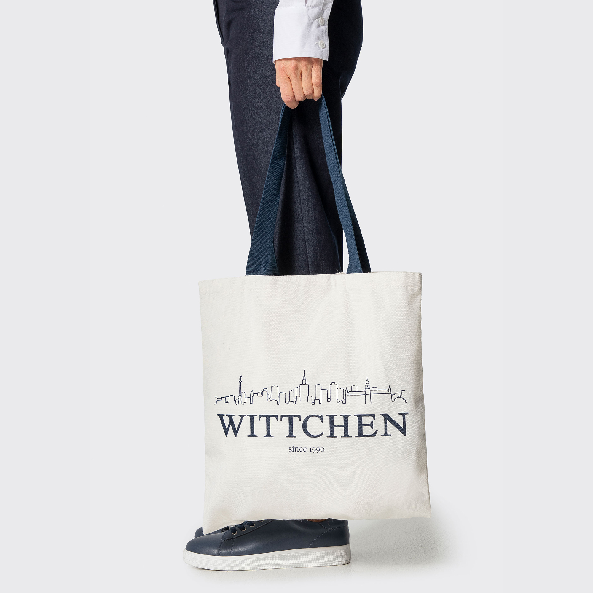 Tmavomodrá dámska shopper kabelka Wittchen z polyesteru, Vyberte variant krémová-granátová