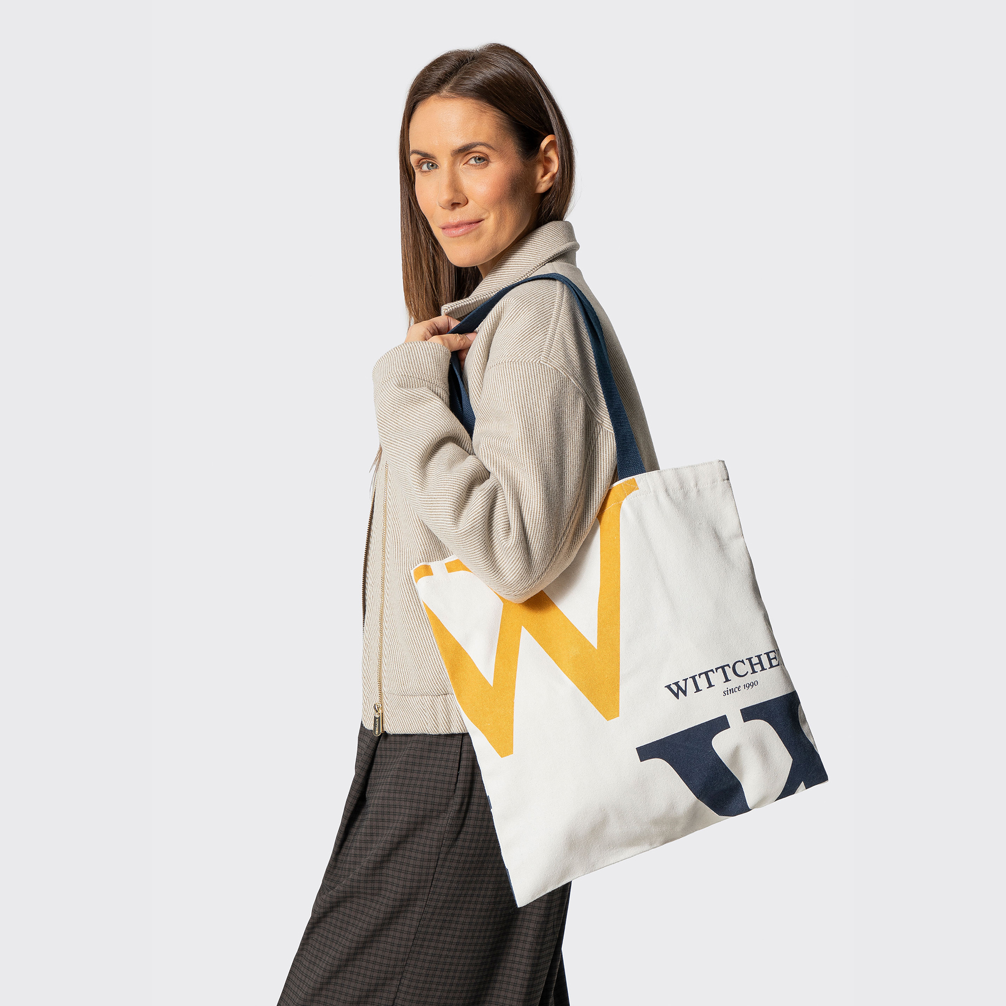 Tmavomodrá dámska shopper kabelka Wittchen z polyesteru s elegantným vzhľadom, Vyberte variant krémová-granátová