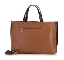 Leather shopper bag with a laptop pocket, cognac, 92-4E-310-5, Photo 1