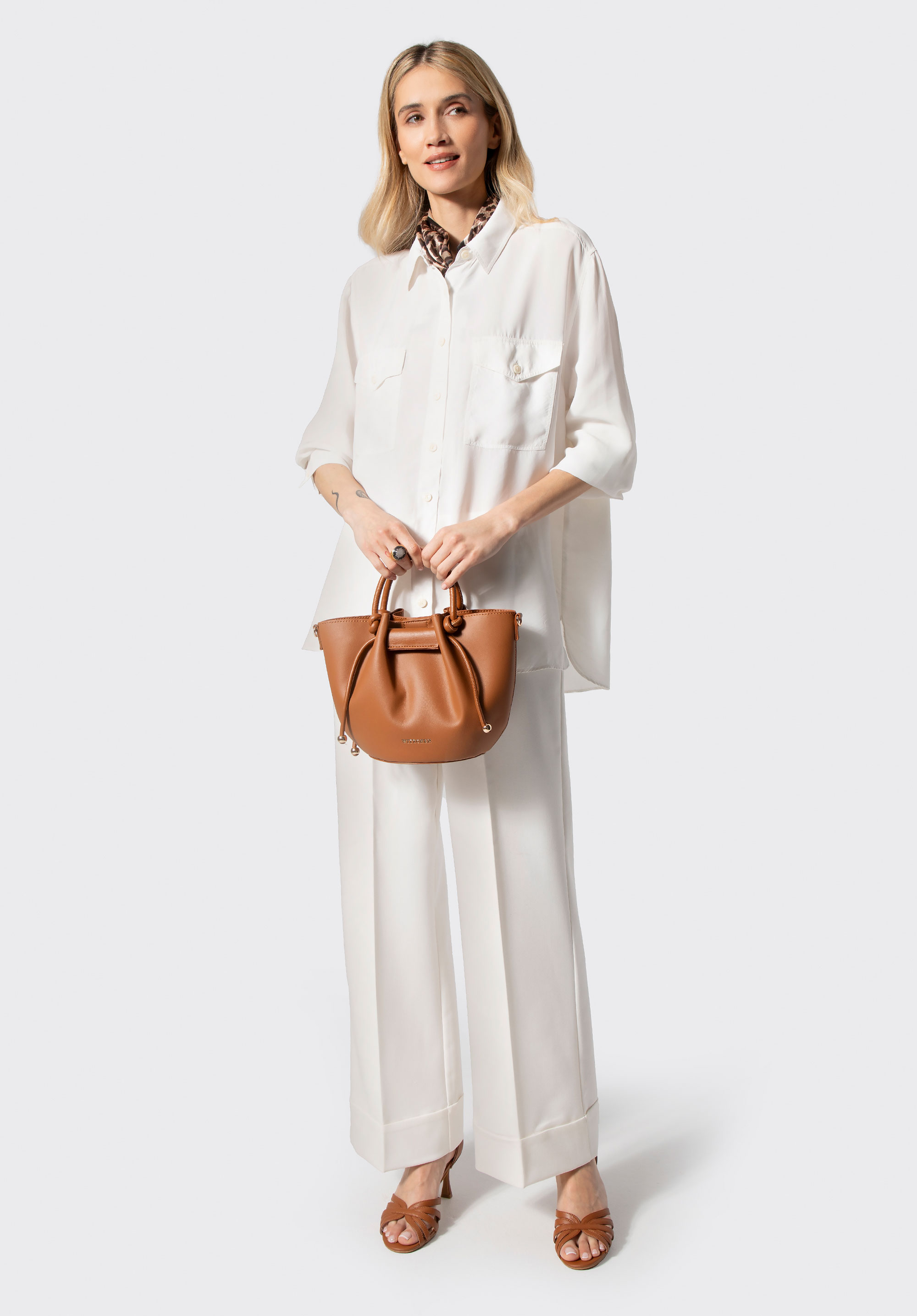 Torba typu hobo dla kobiet ze skóry ekologicznej, brązowy, 102-4Y-405-5, Zdjęcie 1