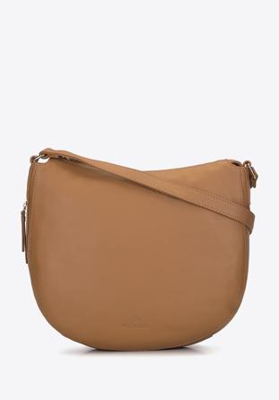 Leather hobo bag with side zip detail, camel, 93-4E-207-5, Photo 1
