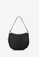 Leather hobo bag with side zip detail, black, 93-4E-207-4, Photo 2