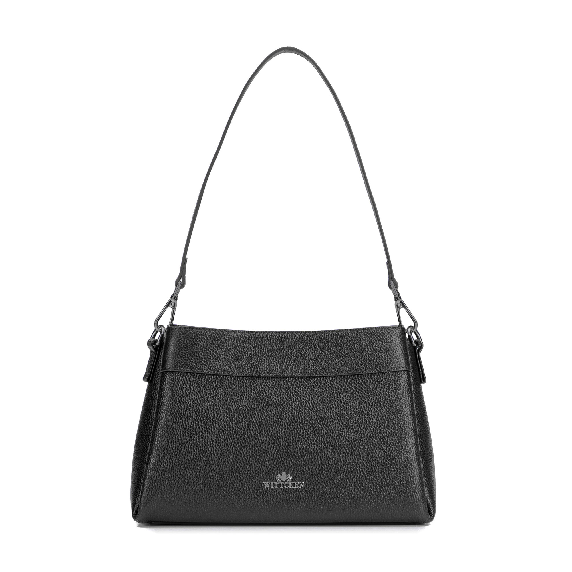 Čierna dámska crossbody kabelka Wittchen z prírodnej kože s elegantným dizajnom, Vyberte variant čierno-grafitová