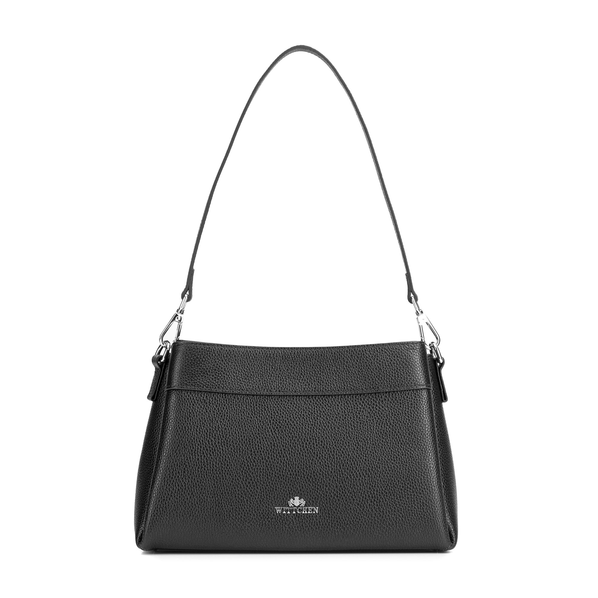 Strieborná dámska crossbody kabelka Wittchen z prírodnej kože, Vyberte variant čierno-strieborná