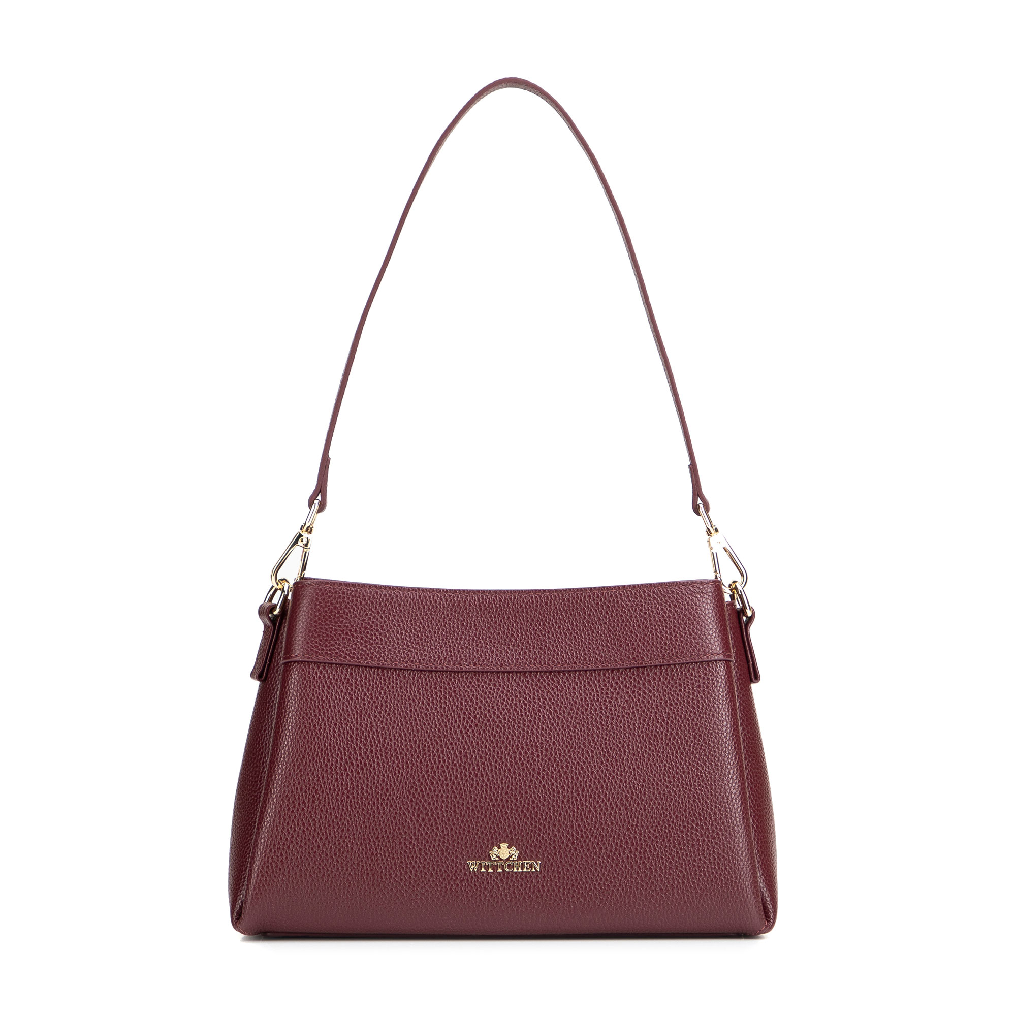 Bordová dámska crossbody kabelka Wittchen z prírodnej kože s čistým vzhľadom, Vyberte variant bordová