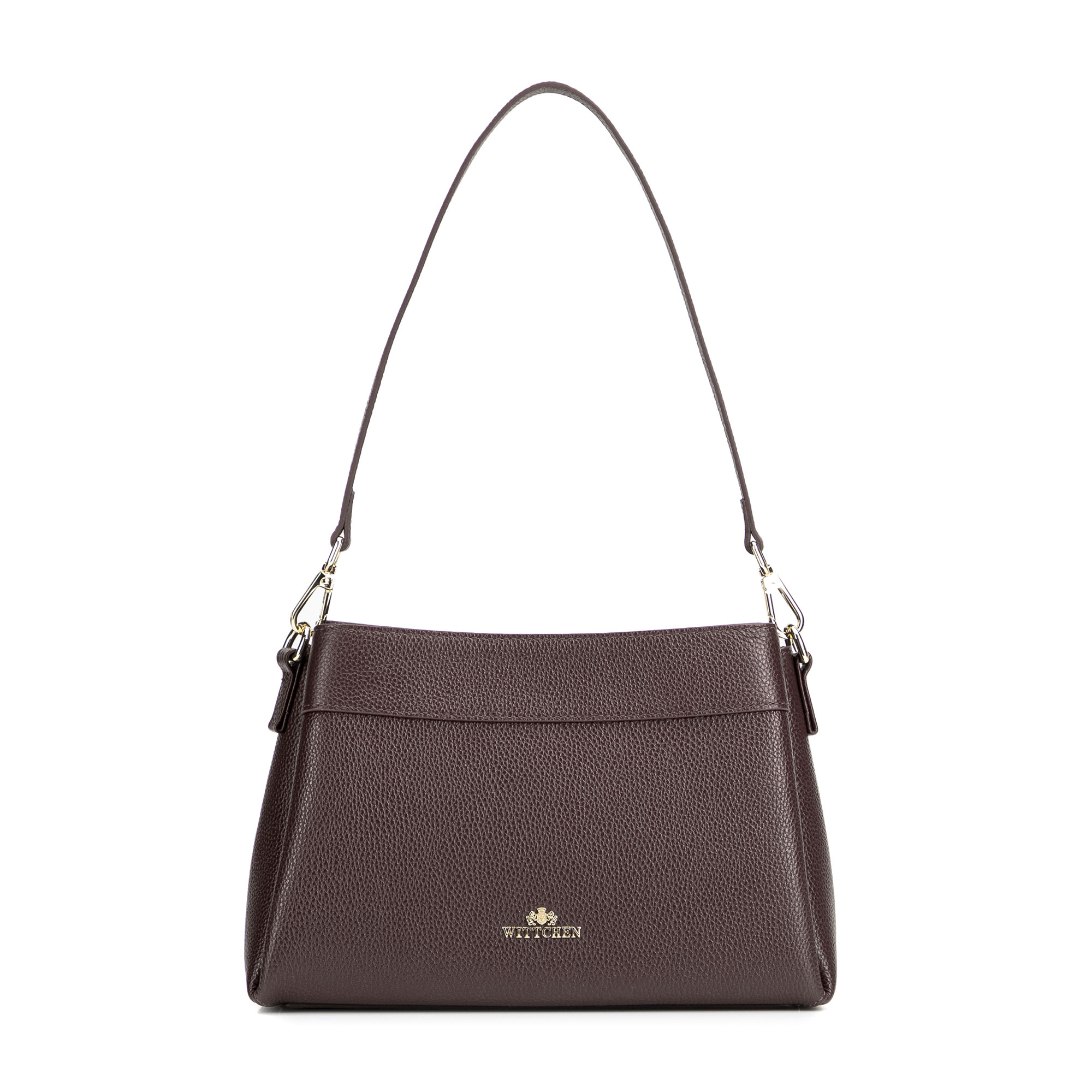 Tmavohnedá dámska crossbody kabelka Wittchen z prírodnej kože s moderným vzhľadom, Vyberte variant tmavohnedá