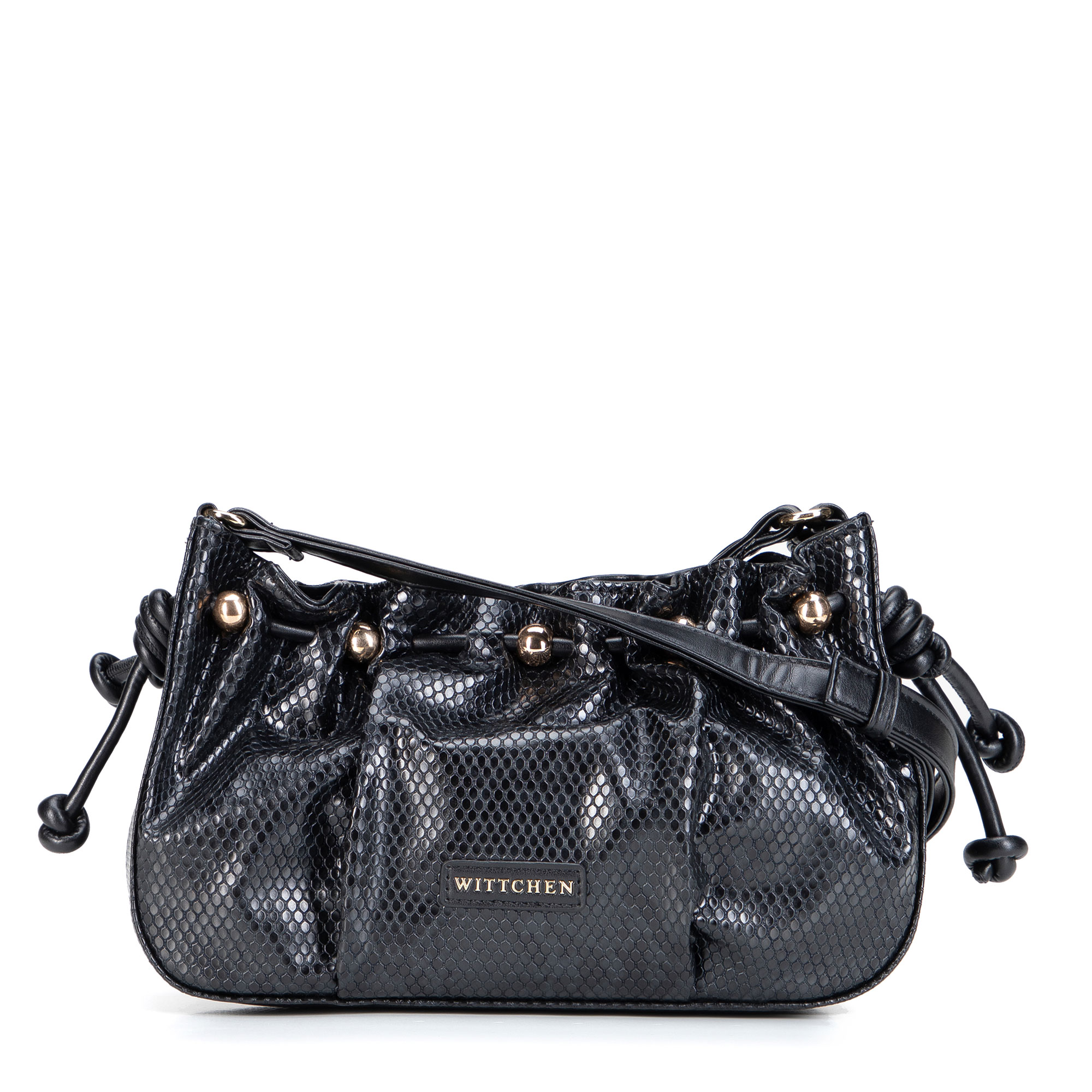 Čierna dámska crossbody kabelka Wittchen z imitácie kože s krokodílím vzorom, Vyberte variant čierna