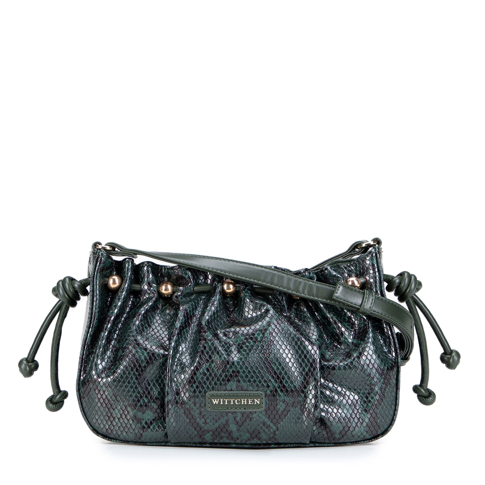 Zelená dámska crossbody kabelka Wittchen z imitácie kože s krokodílím vzorom, Vyberte variant zelená