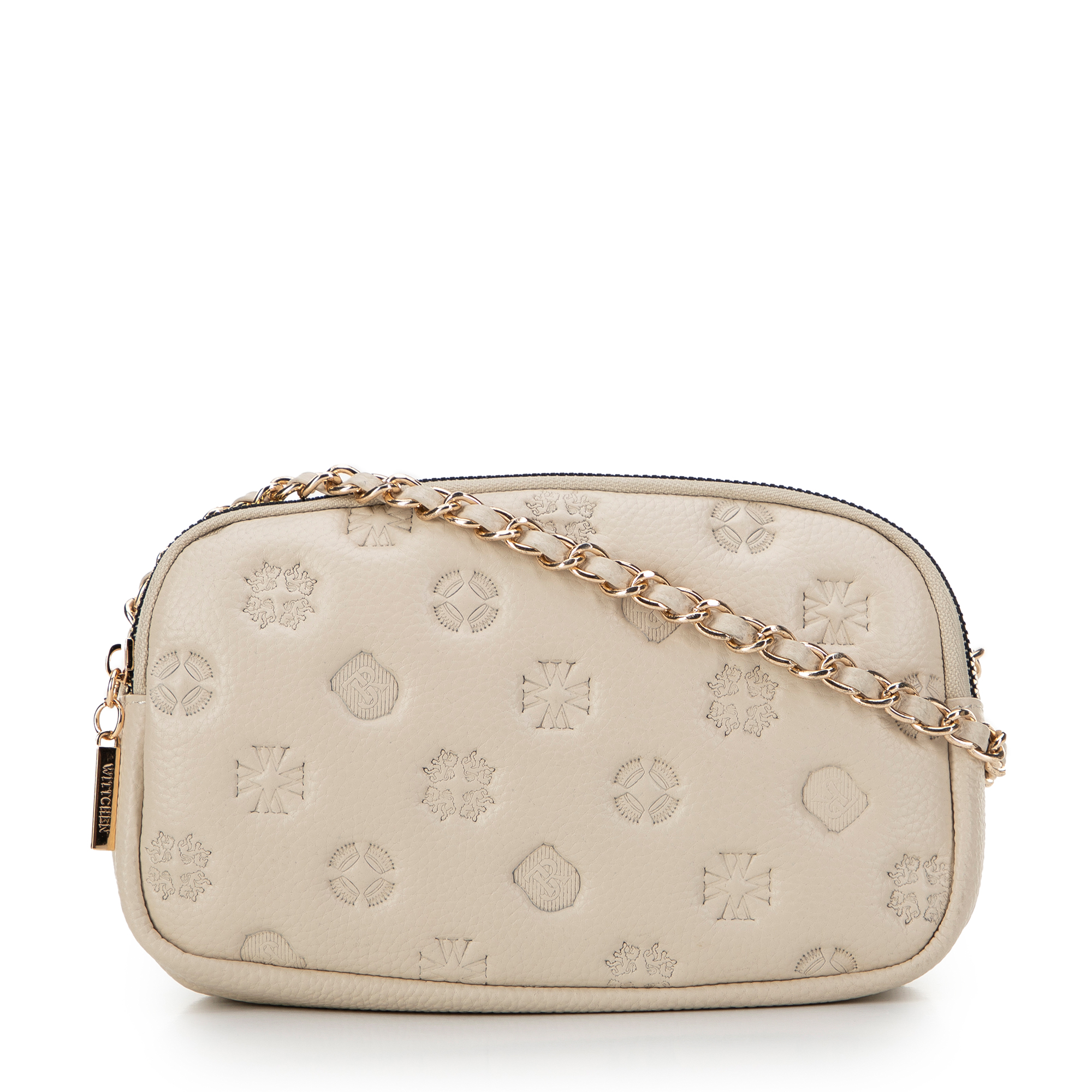 Dámska kožená crossbody kabelka na retiazke bordová 99-4E-305-3