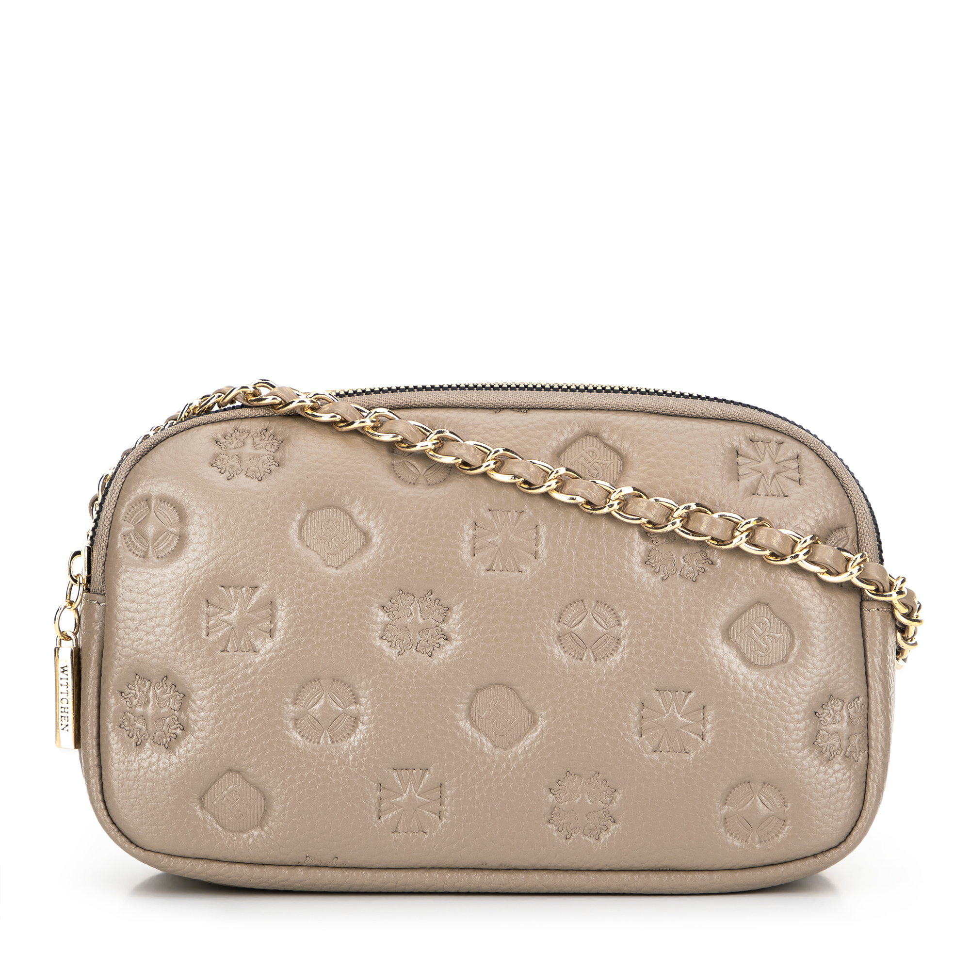 Dámska kožená crossbody kabelka na retiazke strieborná 99-4E-305-S