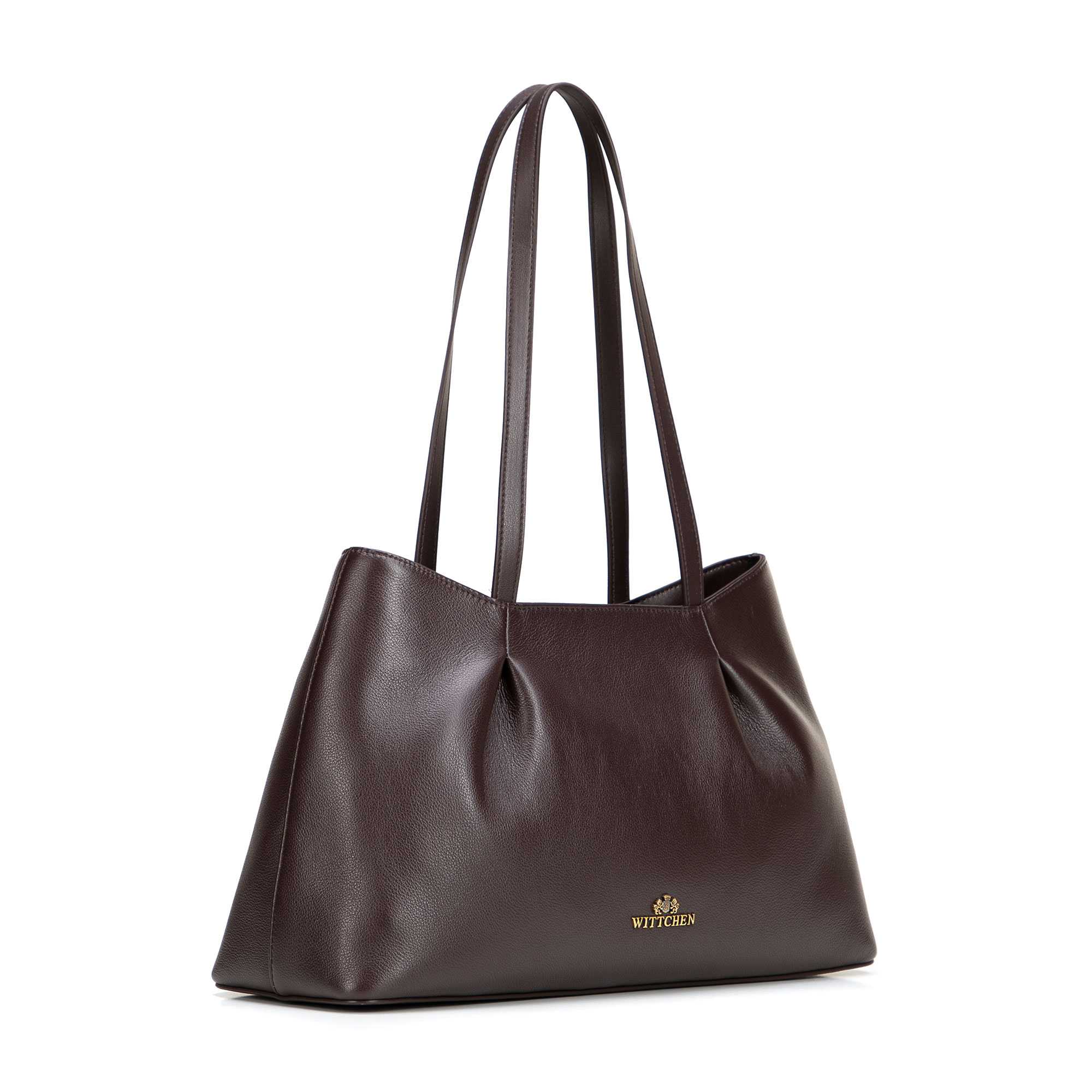 Tmavohnedá dámska shopper kabelka Wittchen z prírodnej kože s elegantným vzhľadom, Vyberte variant tmavohnedá