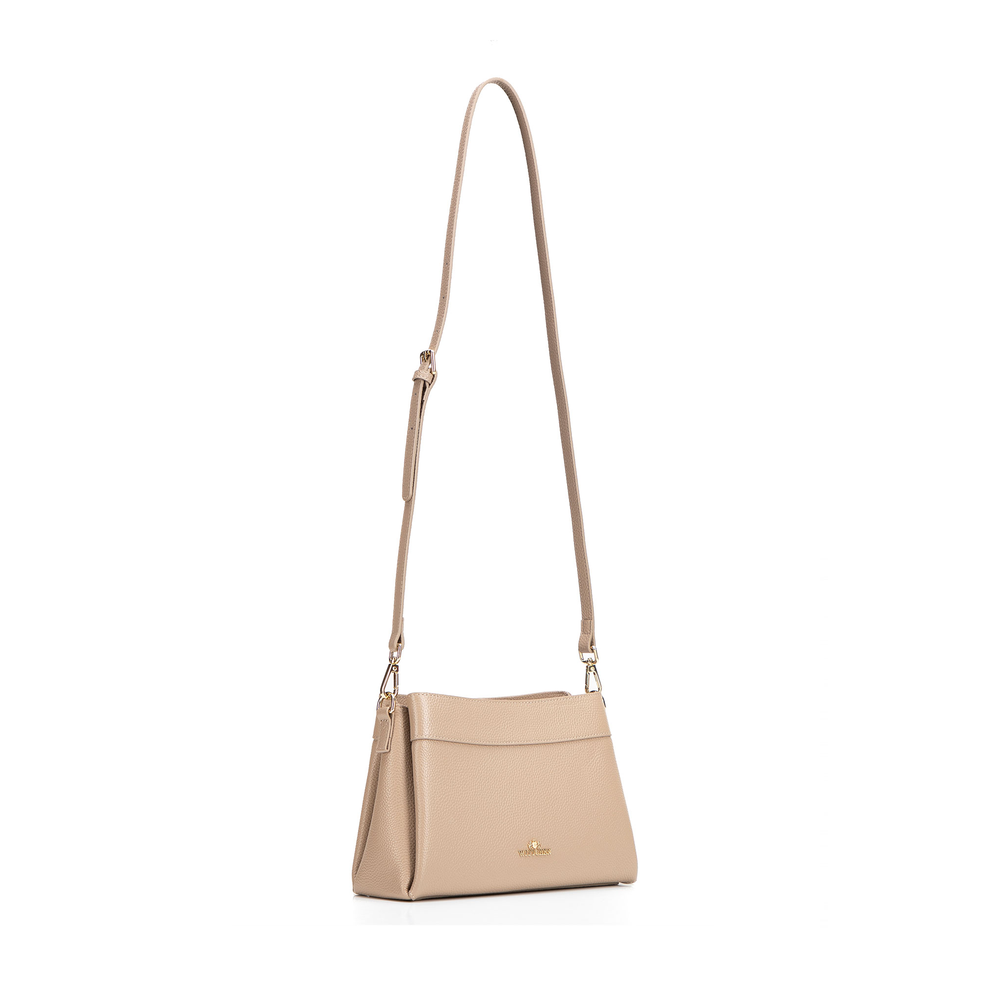 Dámska crossbody kabelka Wittchen z prírodnej kože s elegantným vzhľadom, Vyberte variant svetlobežová