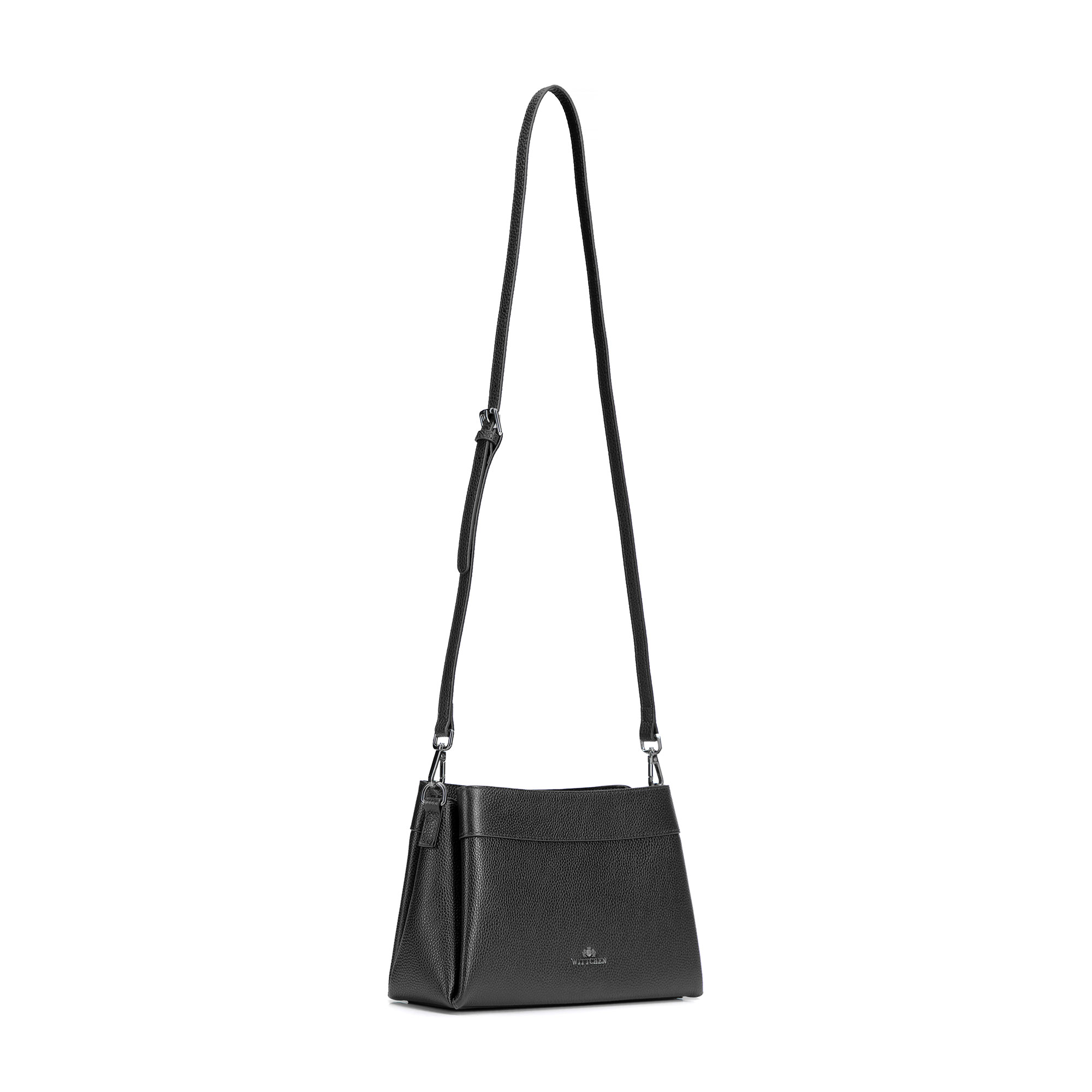 Čierna dámska crossbody kabelka Wittchen z prírodnej kože s elegantným dizajnom, Vyberte variant čierno-grafitová