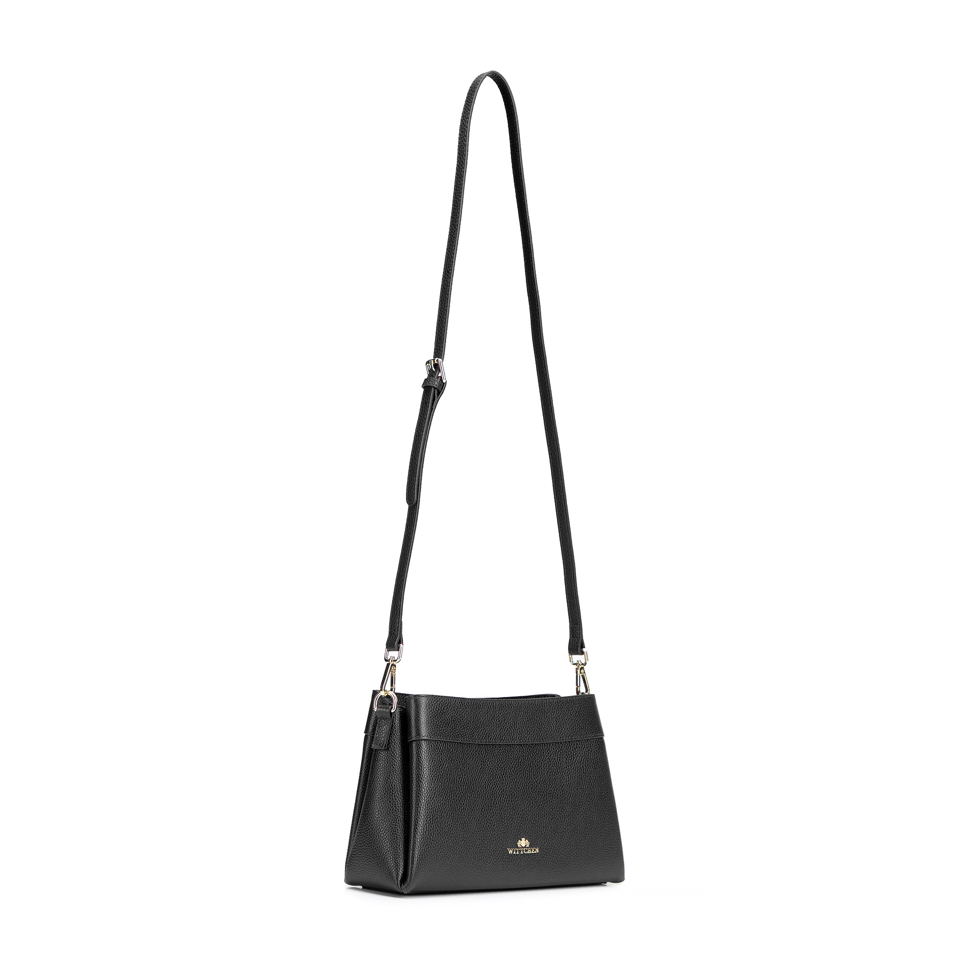 Zlatá dámska crossbody kabelka Wittchen z prírodnej kože, Vyberte variant čierno-zlatá