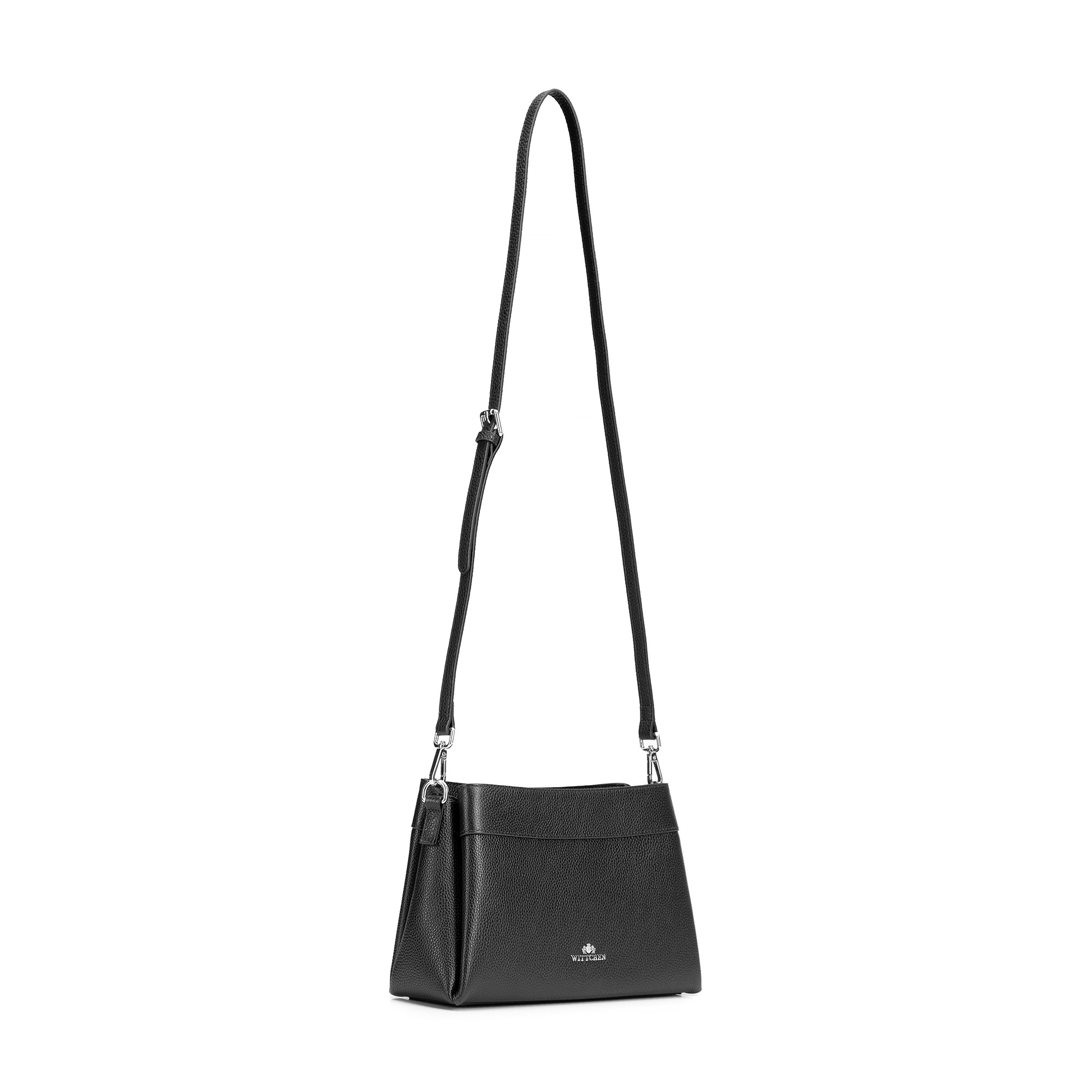 Strieborná dámska crossbody kabelka Wittchen z prírodnej kože, Vyberte variant čierno-strieborná