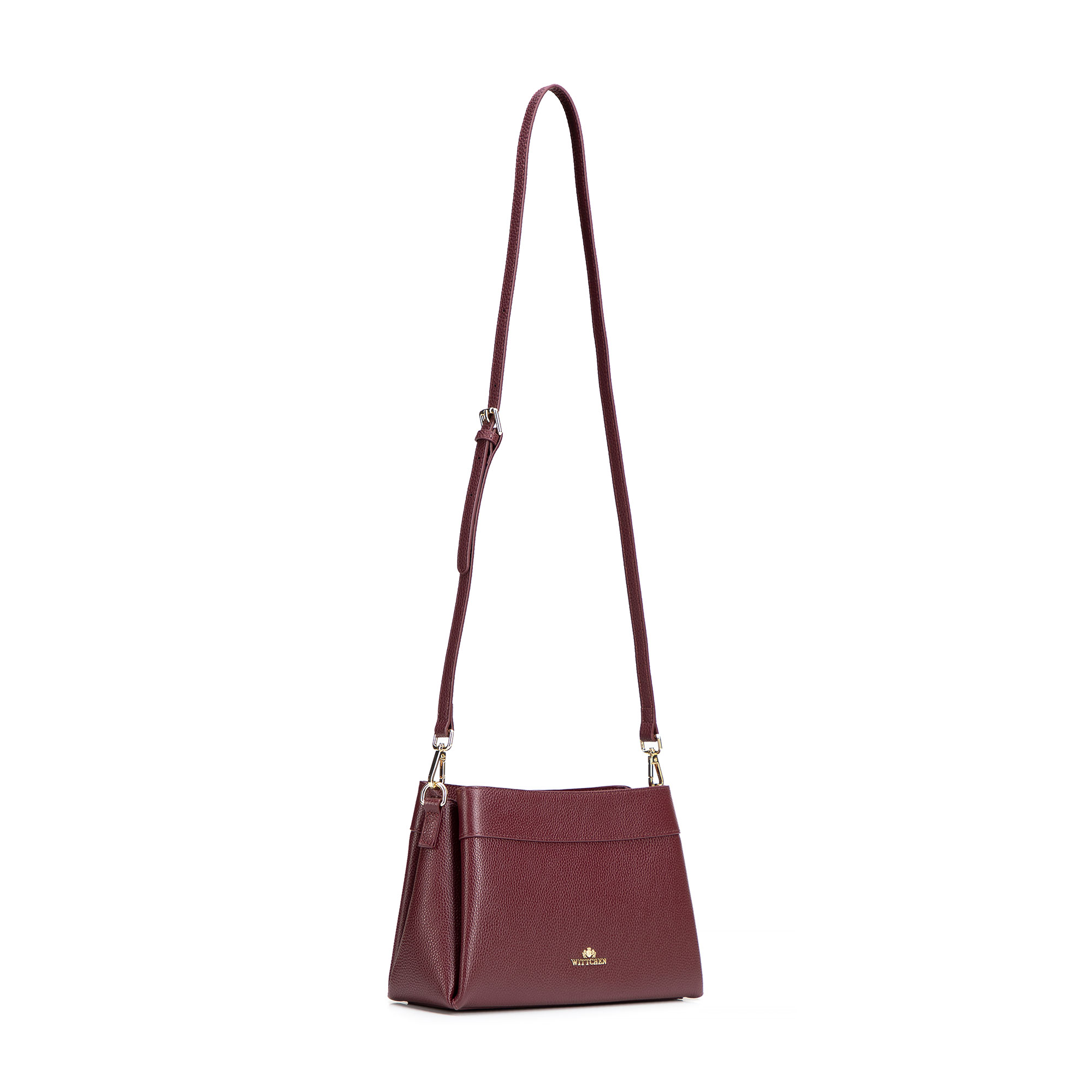 Bordová dámska crossbody kabelka Wittchen z prírodnej kože s čistým vzhľadom, Vyberte variant bordová