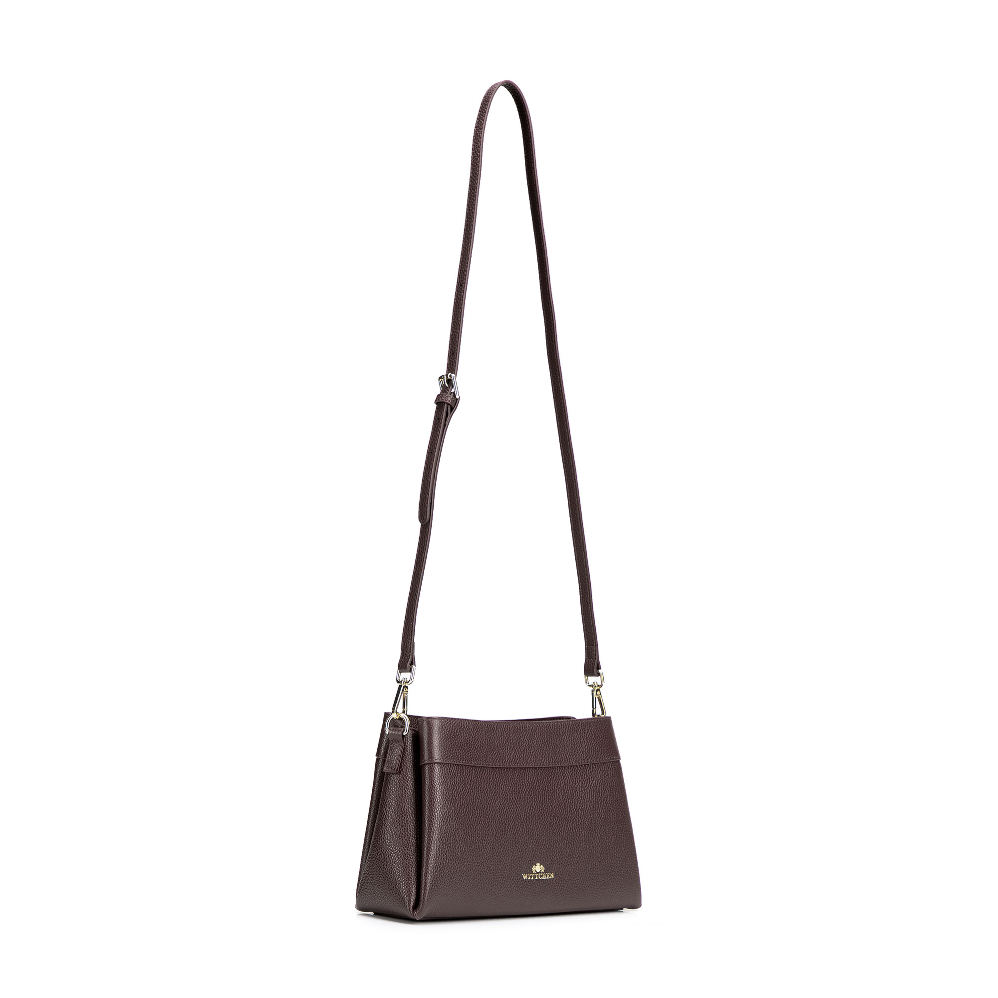 Tmavohnedá dámska crossbody kabelka Wittchen z prírodnej kože s moderným vzhľadom, Vyberte variant tmavohnedá