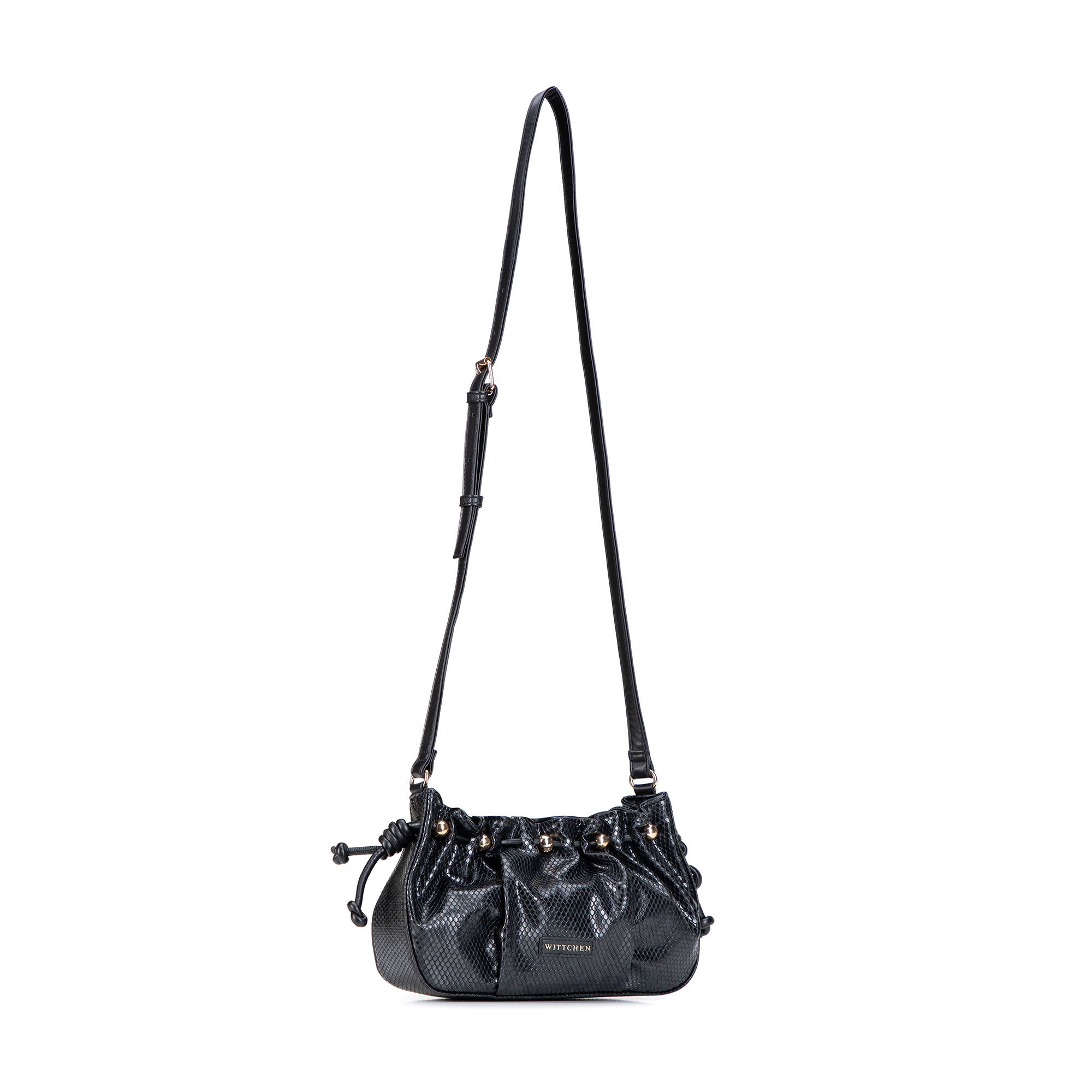 Čierna dámska crossbody kabelka Wittchen z imitácie kože s krokodílím vzorom, Vyberte variant čierna