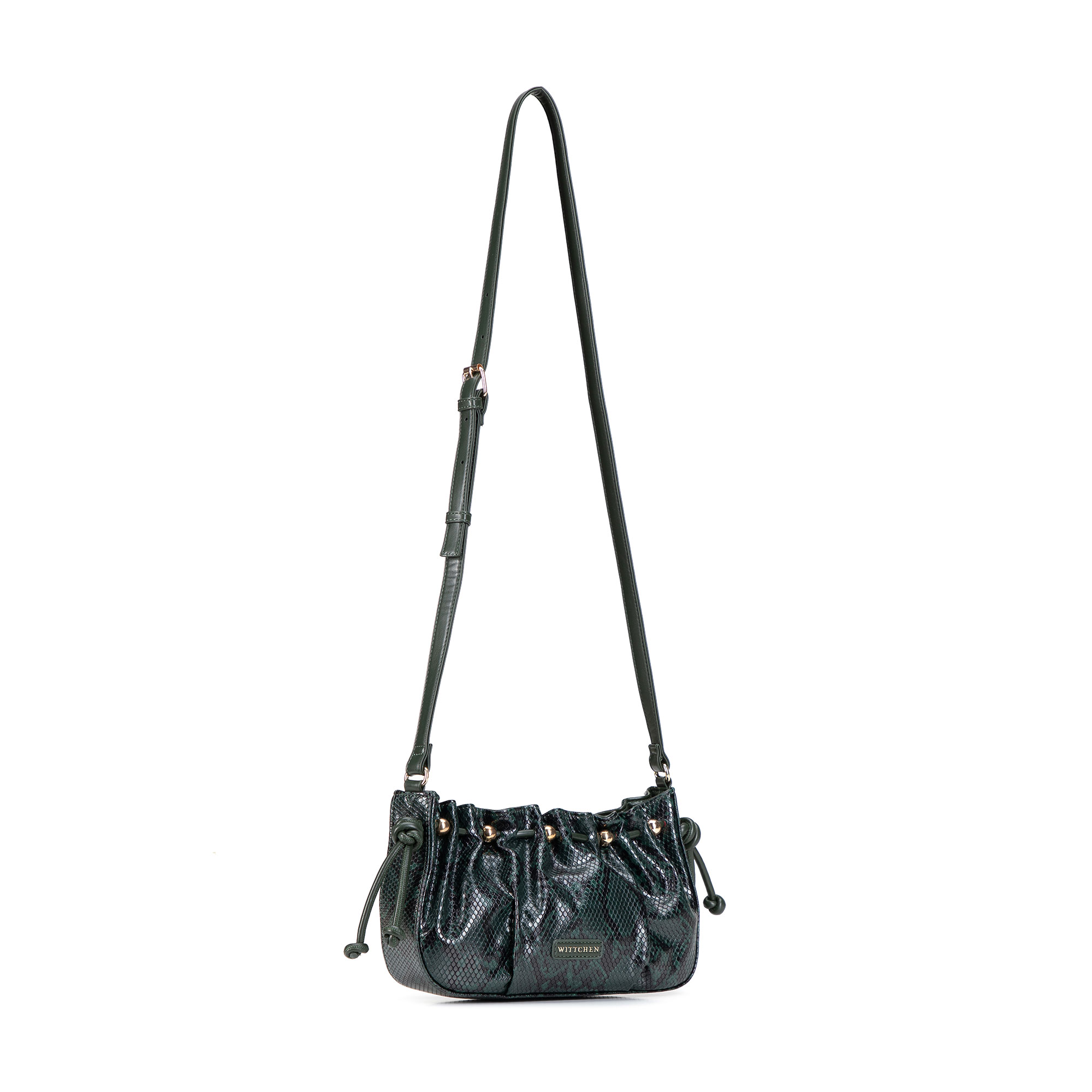 Zelená dámska crossbody kabelka Wittchen z imitácie kože s krokodílím vzorom, Vyberte variant zelená