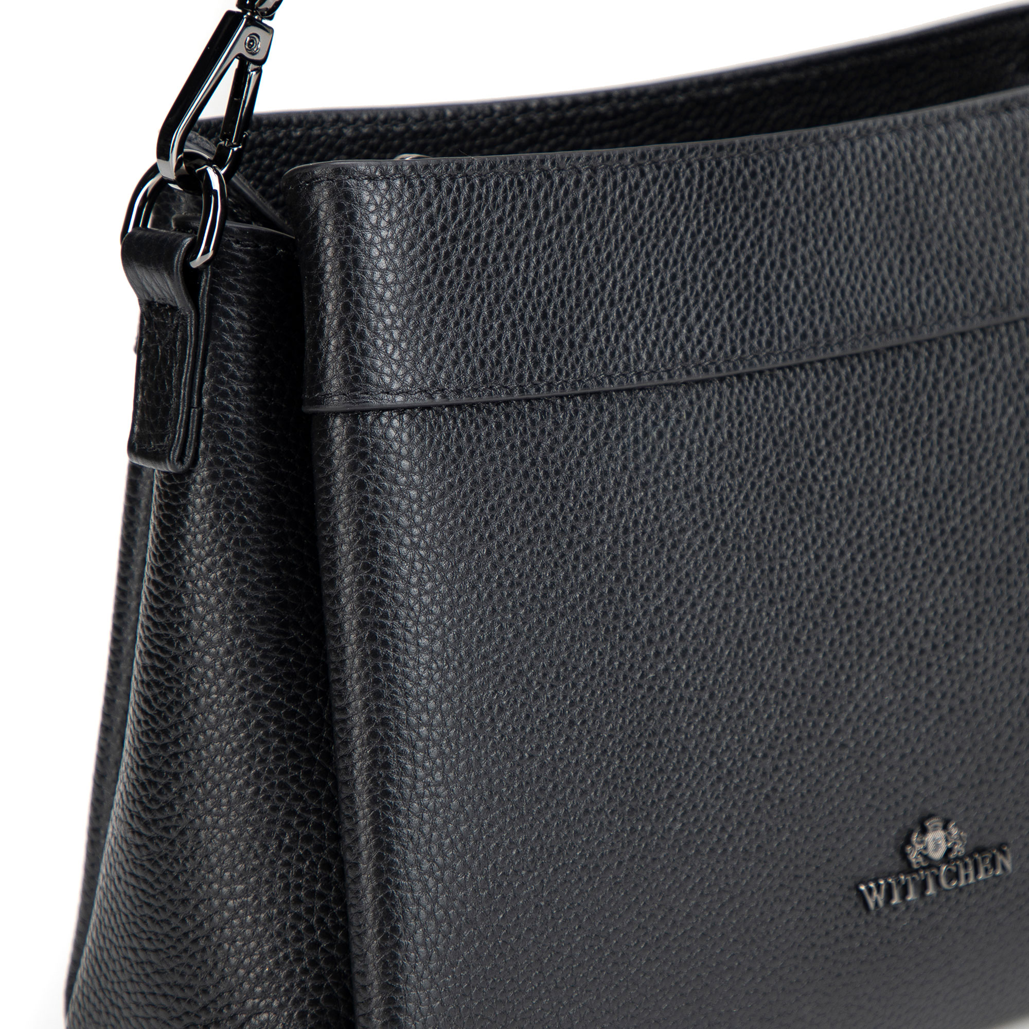 Čierna dámska crossbody kabelka Wittchen z prírodnej kože s elegantným dizajnom, Vyberte variant čierno-grafitová