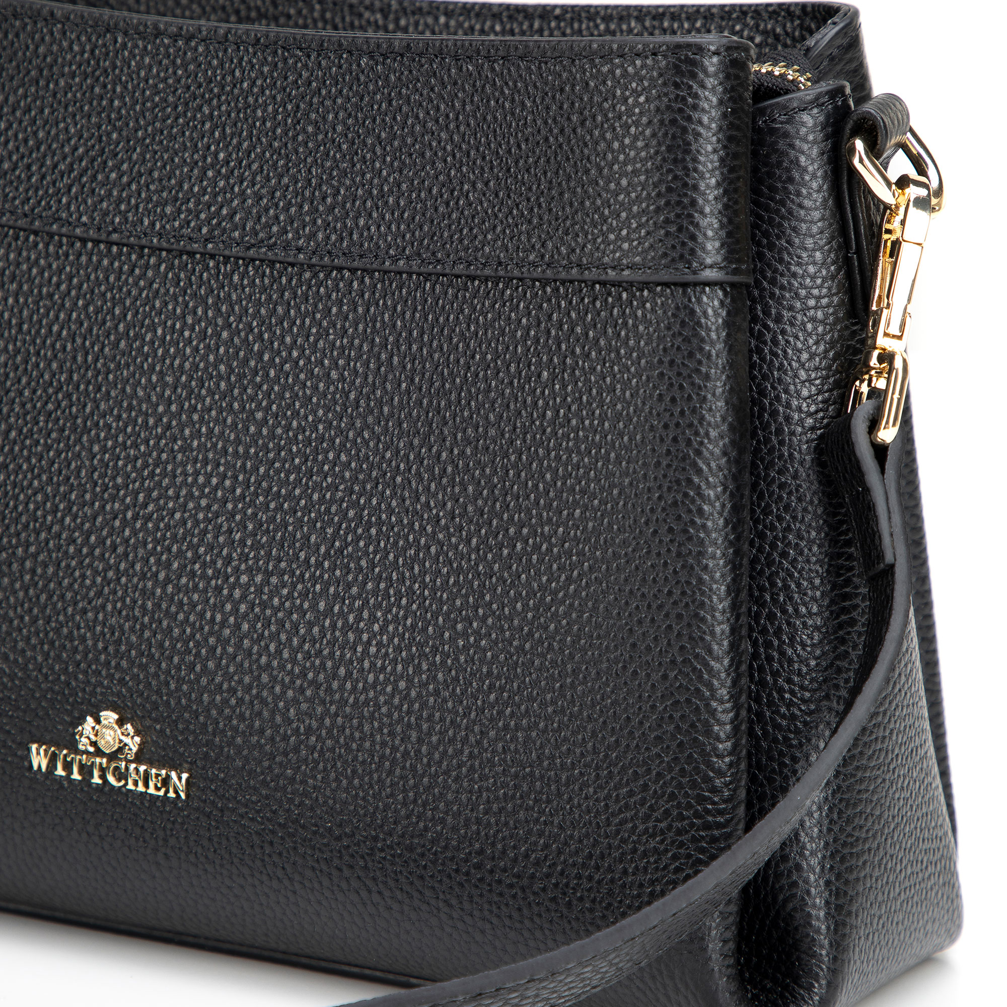 Zlatá dámska crossbody kabelka Wittchen z prírodnej kože, Vyberte variant čierno-zlatá