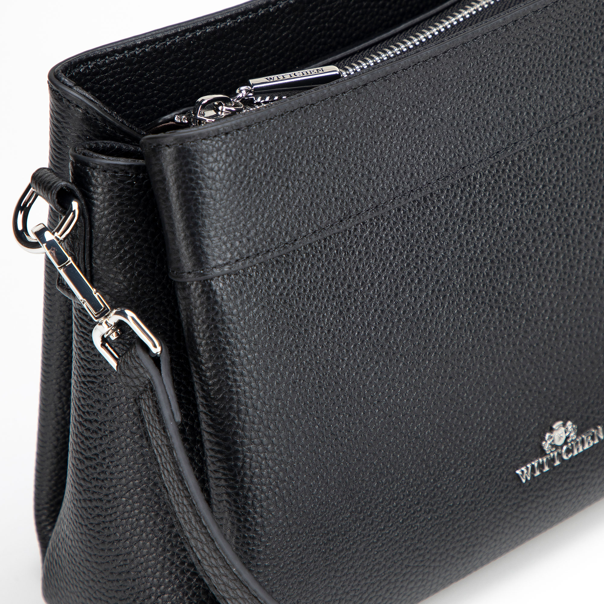 Strieborná dámska crossbody kabelka Wittchen z prírodnej kože, Vyberte variant čierno-strieborná