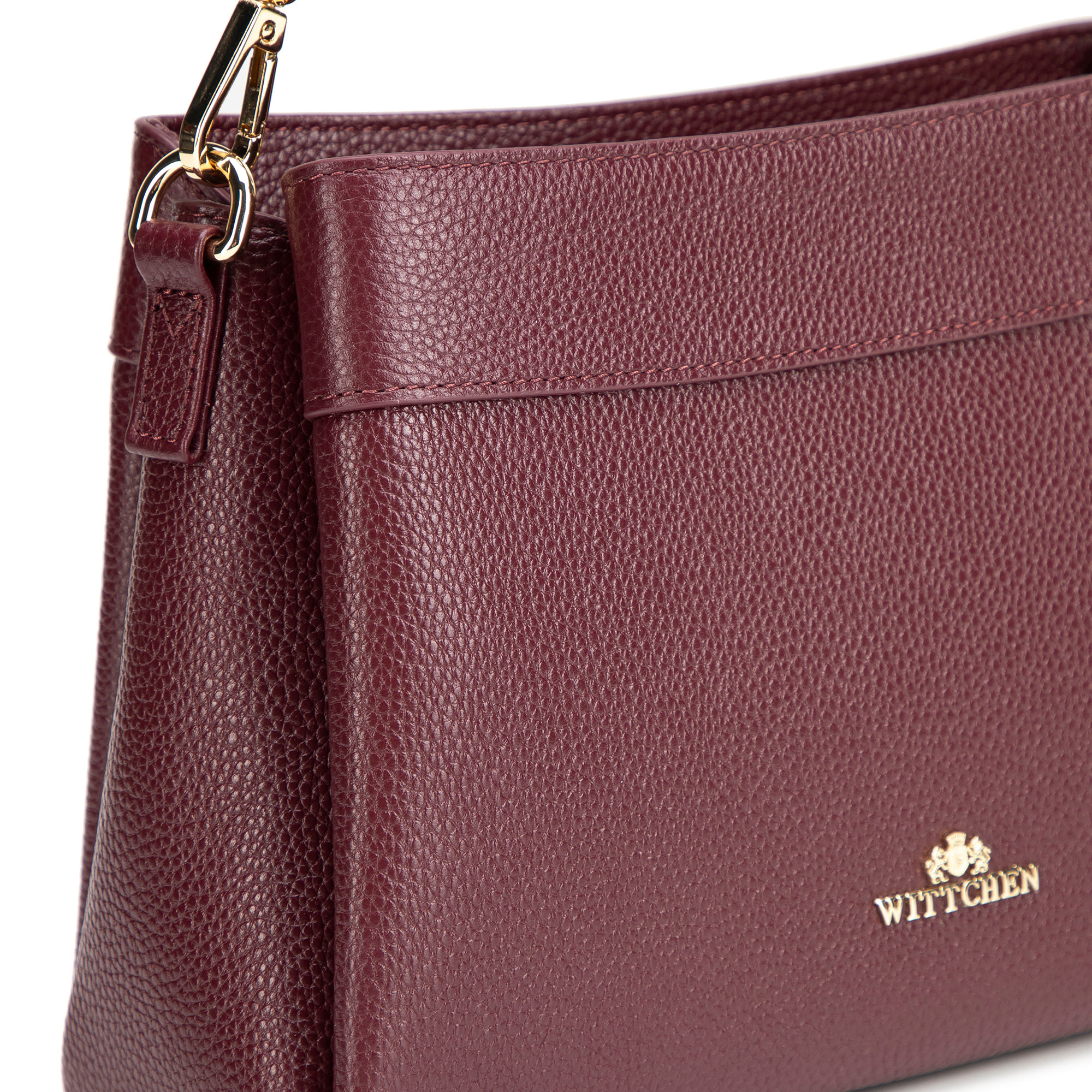 Bordová dámska crossbody kabelka Wittchen z prírodnej kože s čistým vzhľadom, Vyberte variant bordová