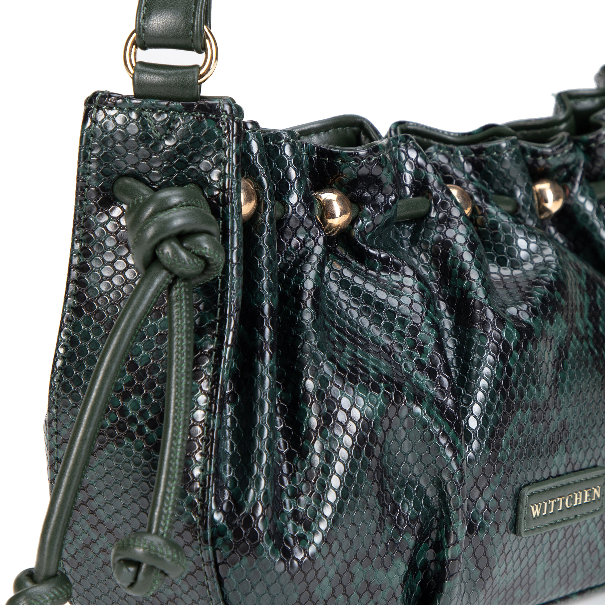 Zelená dámska crossbody kabelka Wittchen z imitácie kože s krokodílím vzorom, Vyberte variant zelená