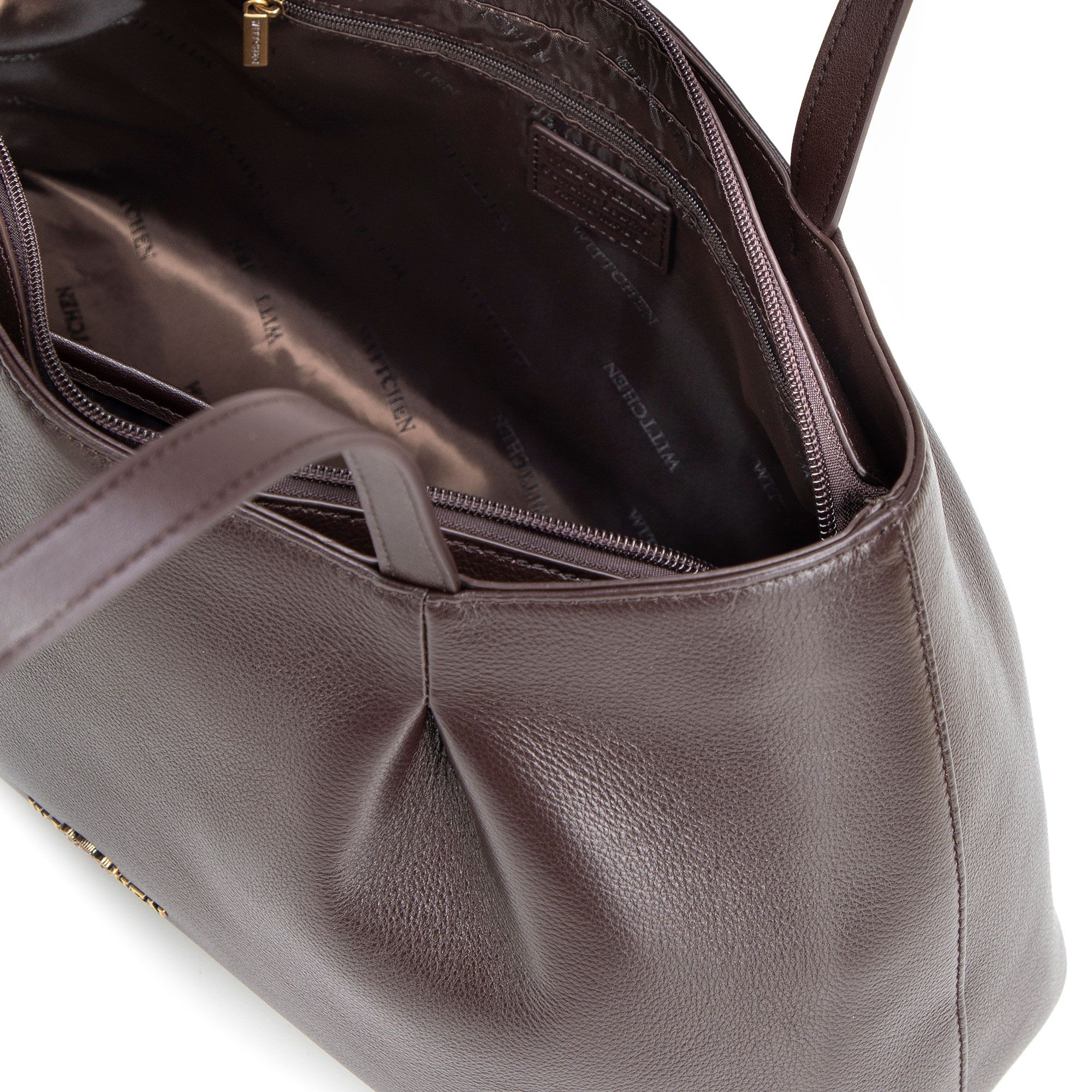 Tmavohnedá dámska shopper kabelka Wittchen z prírodnej kože s elegantným vzhľadom, Vyberte variant tmavohnedá